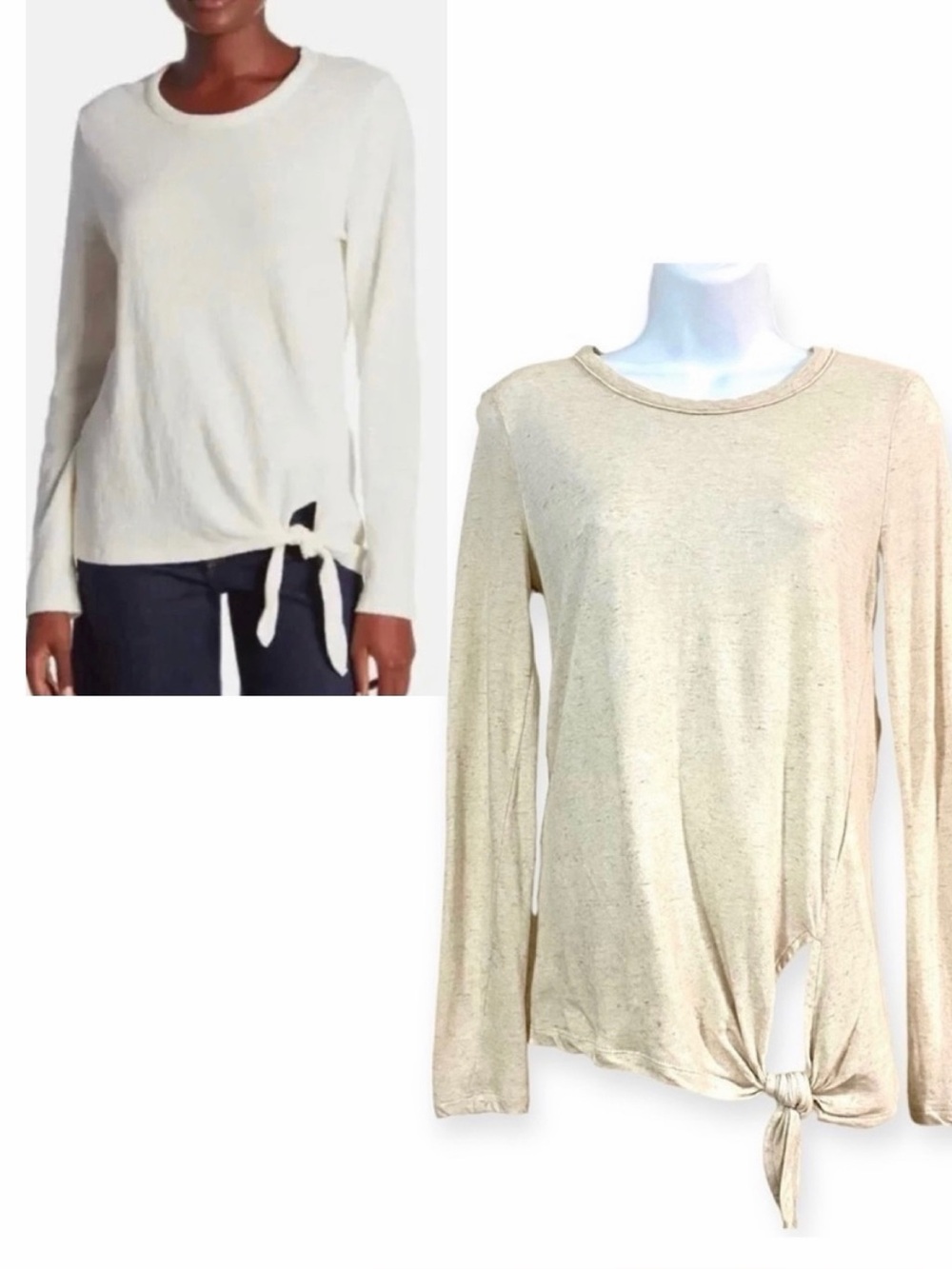Madewell Texture & Thread Modern Side-Tie Top Shirt Small Knit Long Sleeve Tee